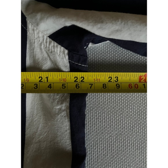 Urban Outfitters Mens Navy Blue White Striped Short Sleeve Button Down Shirt - Picture 5 of 7